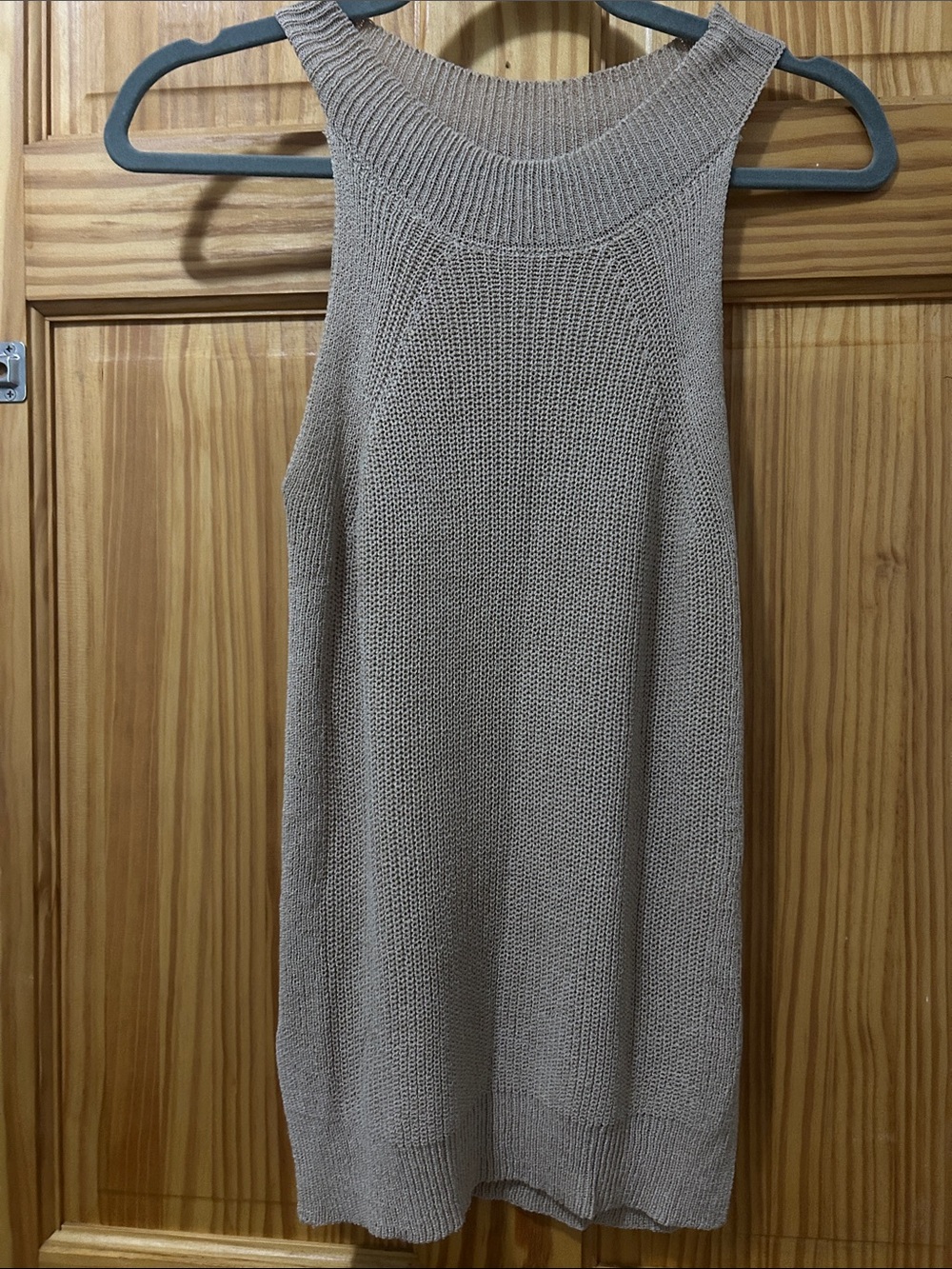 Sleeveless Knit Tank - Taupe